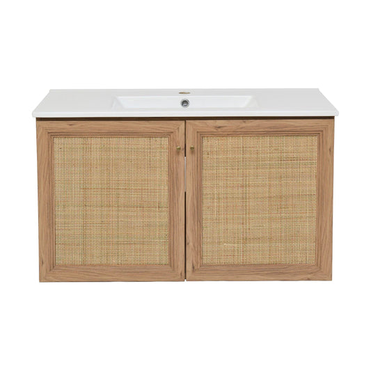 Classé 36" Wall-Mounted Bathroom Vanity in Oak