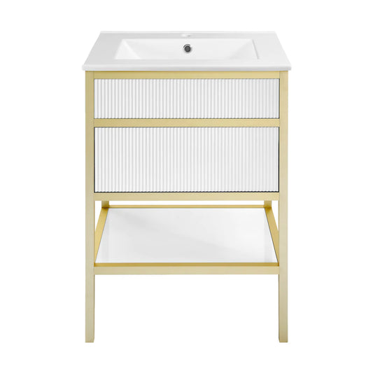 Cache 24" Freestanding, Bathroom Vanity in White and Gold