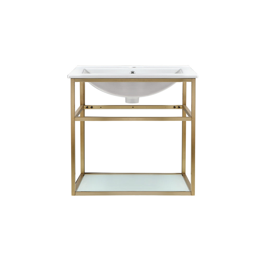 Pierre 24 Single, Metal Frame, Open Shelf, Bathroom Vanity