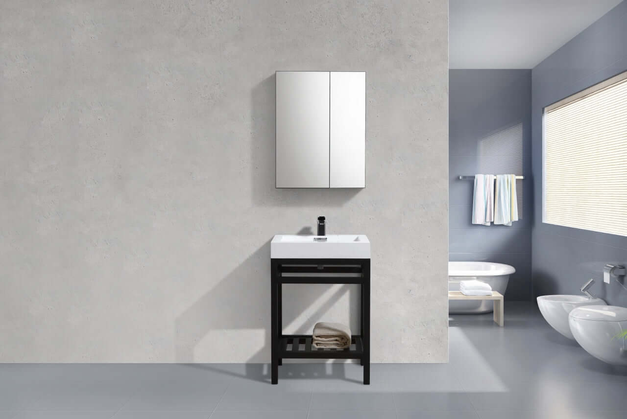 Cisco 24" Stainless Steel Console with Acrylic Sink - Matt Black