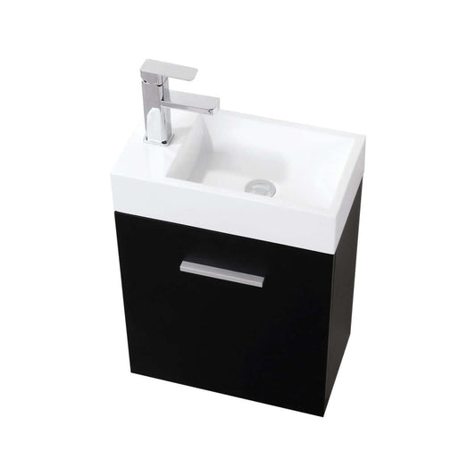 Bliss 18" Wall Mount Modern Bathroom Vanity, High Gloss White I Black I Gray Oak I Walnut I Nature Wood I Butternut