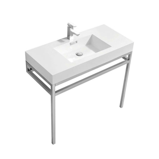 Haus 36" Stainless Steel Console w/ White Acrylic Sink - Chrome