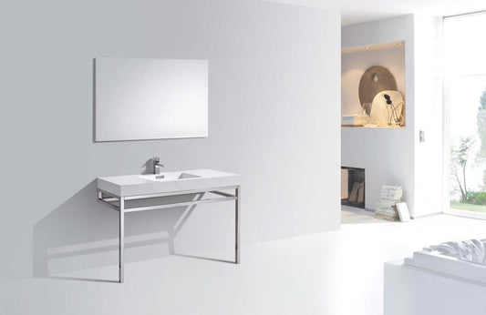 Haus 48" Stainless Steel Console w/ White Acrylic Sink - Chrome