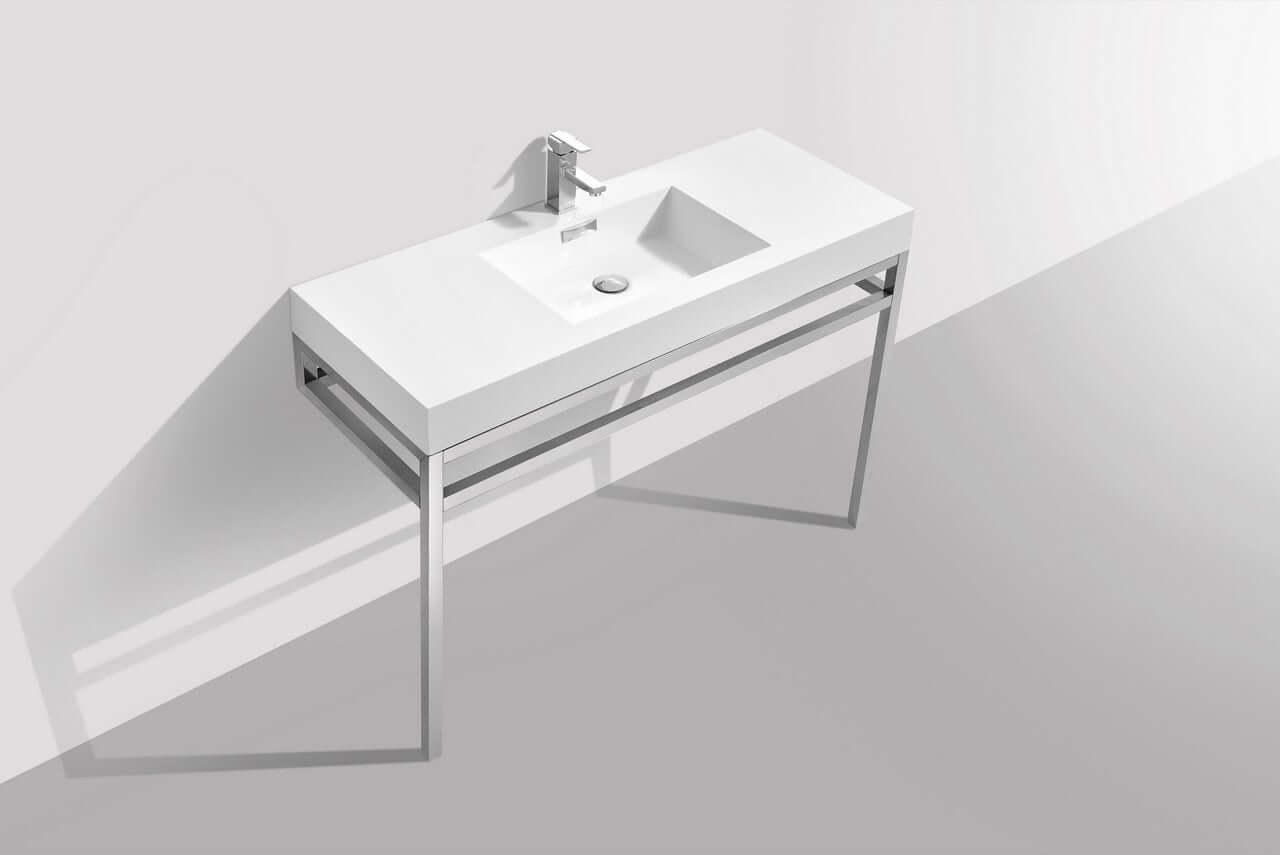 Haus 48" Stainless Steel Console w/ White Acrylic Sink - Chrome