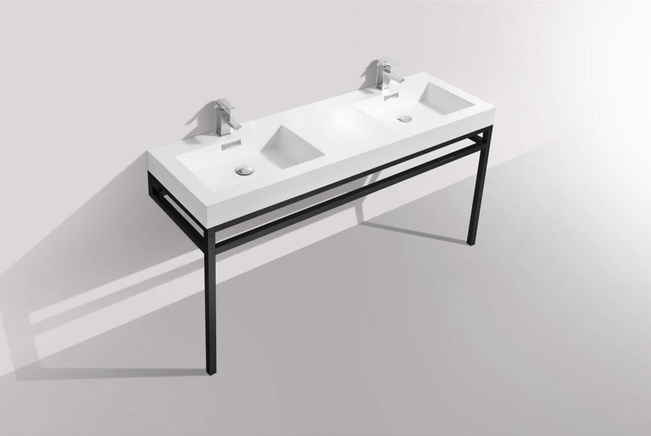 Haus 60" Single Sink Stainless Steel Console w/ White Acrylic Sink - Chrome