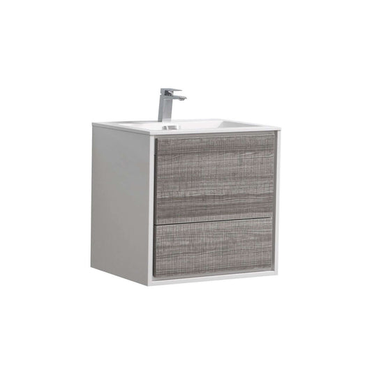 DeLusso 24" Ash Gray Wall Mount Modern Bathroom Vanity