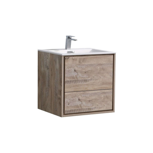 DeLusso 24" Nature Wood Wall Mount Modern Bathroom Vanity