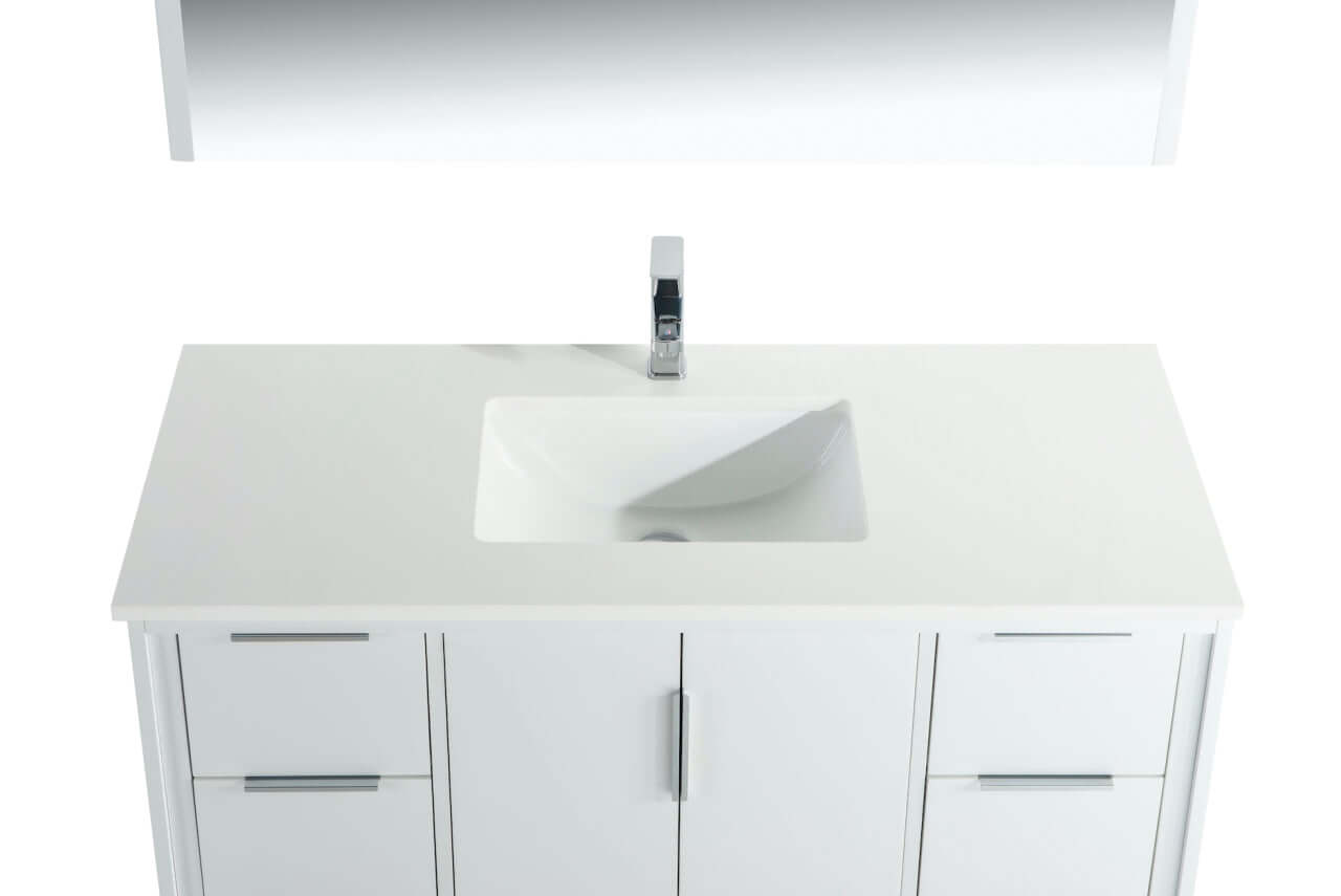 Divani 48'' Gloss White Vanity W/ Quartz Counter Top (Back Splash Free)