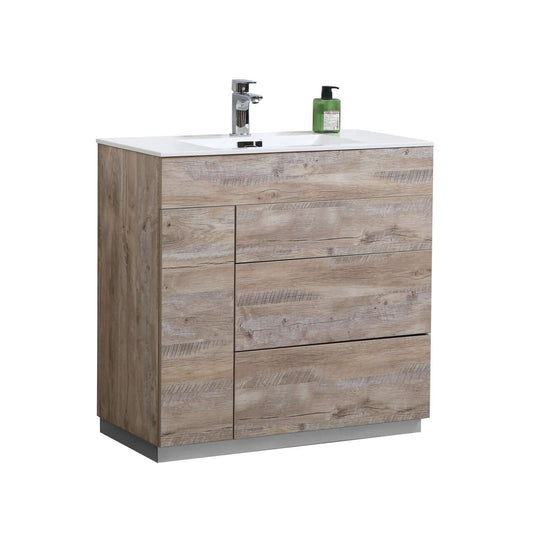 Milano 36" Nature Wood Modern Bathroom Vanity