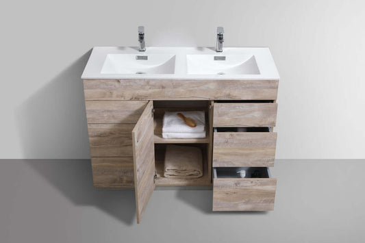 Milano 48" Double Sink Nature Wood Modern Bathroom Vanity