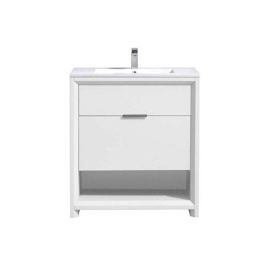 NUDO 32″ Modern bathroom Vanity in Gloss White Finish & Teal Green