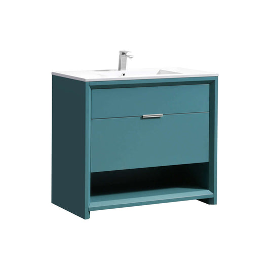 NUDO 40″ Modern bathroom Vanity in Teal Green Finish & Gloss White Finish