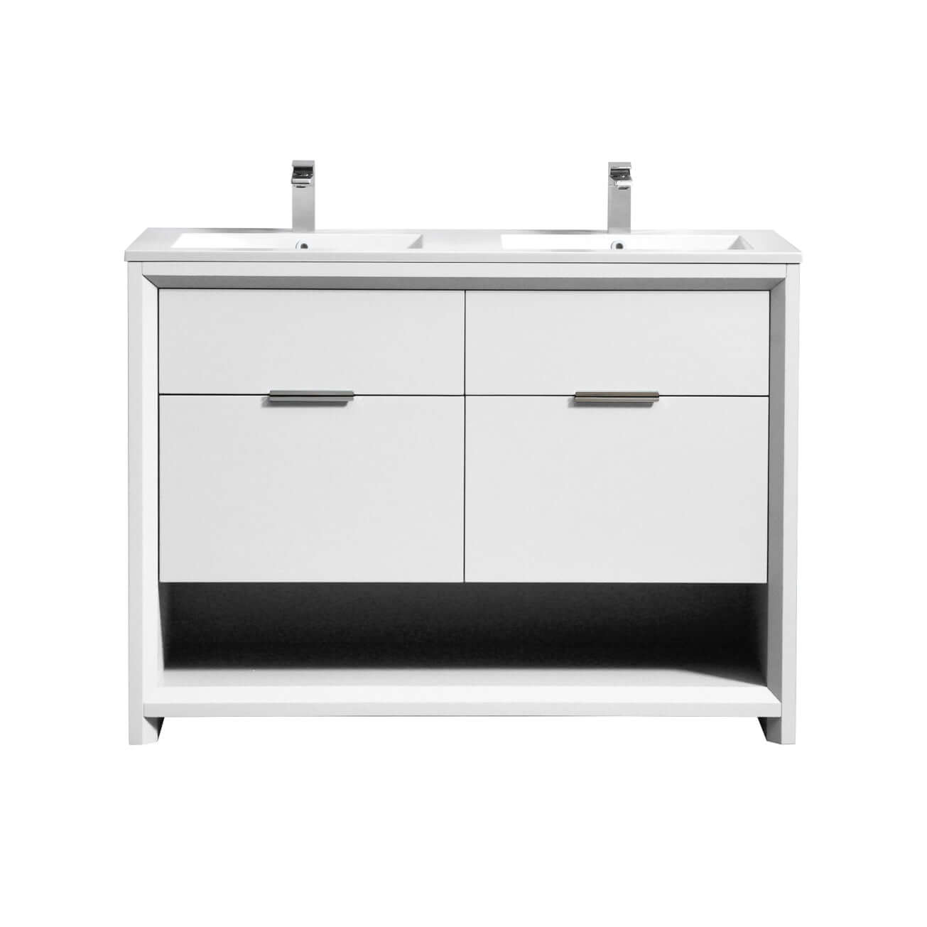 NUDO 48″ Double Sink Modern bathroom Vanity in Teal Green Finish & Gloss White Finish