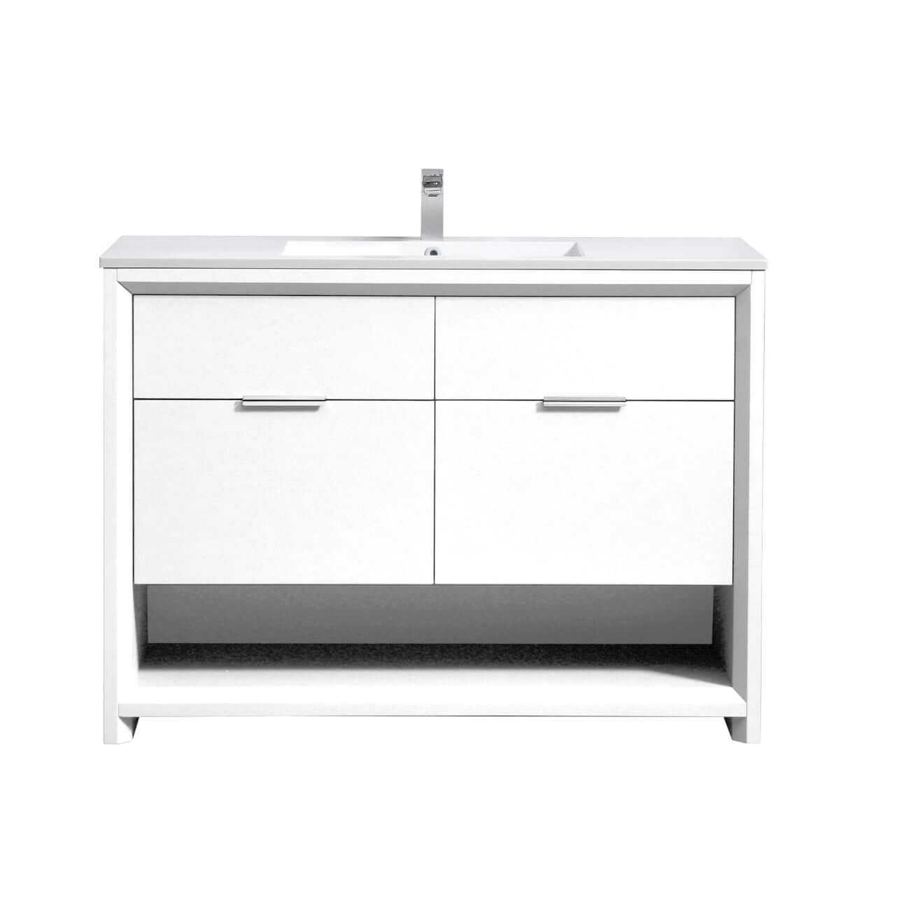 NUDO 48″ Single Sink Modern bathroom Vanity in Teal Green Finish & Gloss White Finish
