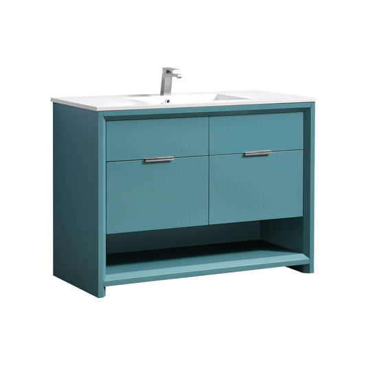 NUDO 48″ Single Sink Modern bathroom Vanity in Teal Green Finish & Gloss White Finish