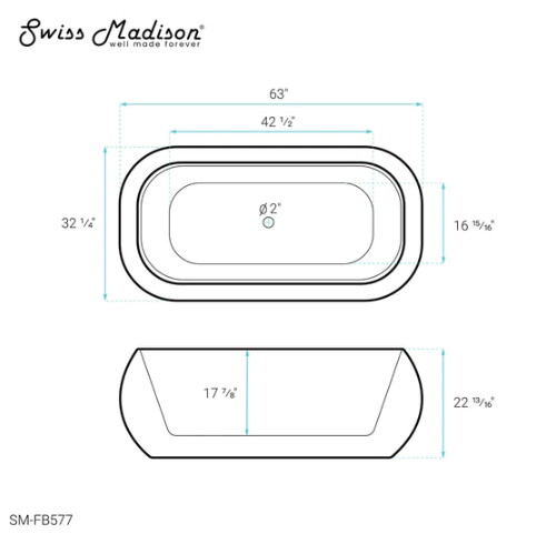 Plaisir 63" Freestanding Bathtub
