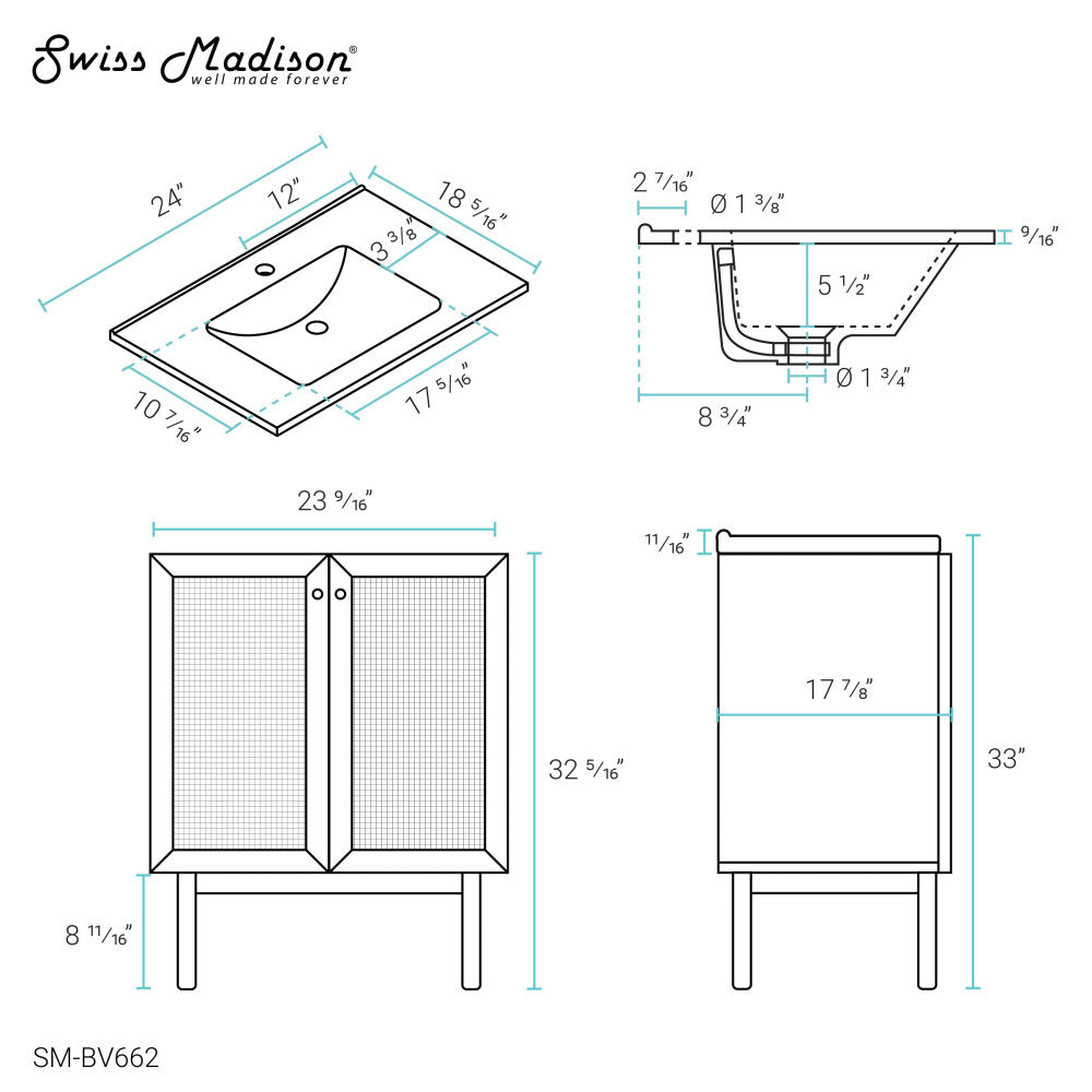 Classe 24" Bathroom Vanity in Oak