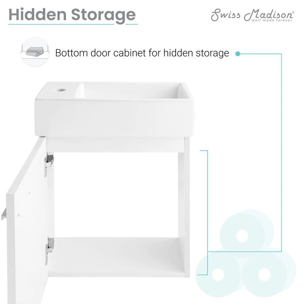 Colmer 18 Single, White, One Cabinet, Bathroom Vanity