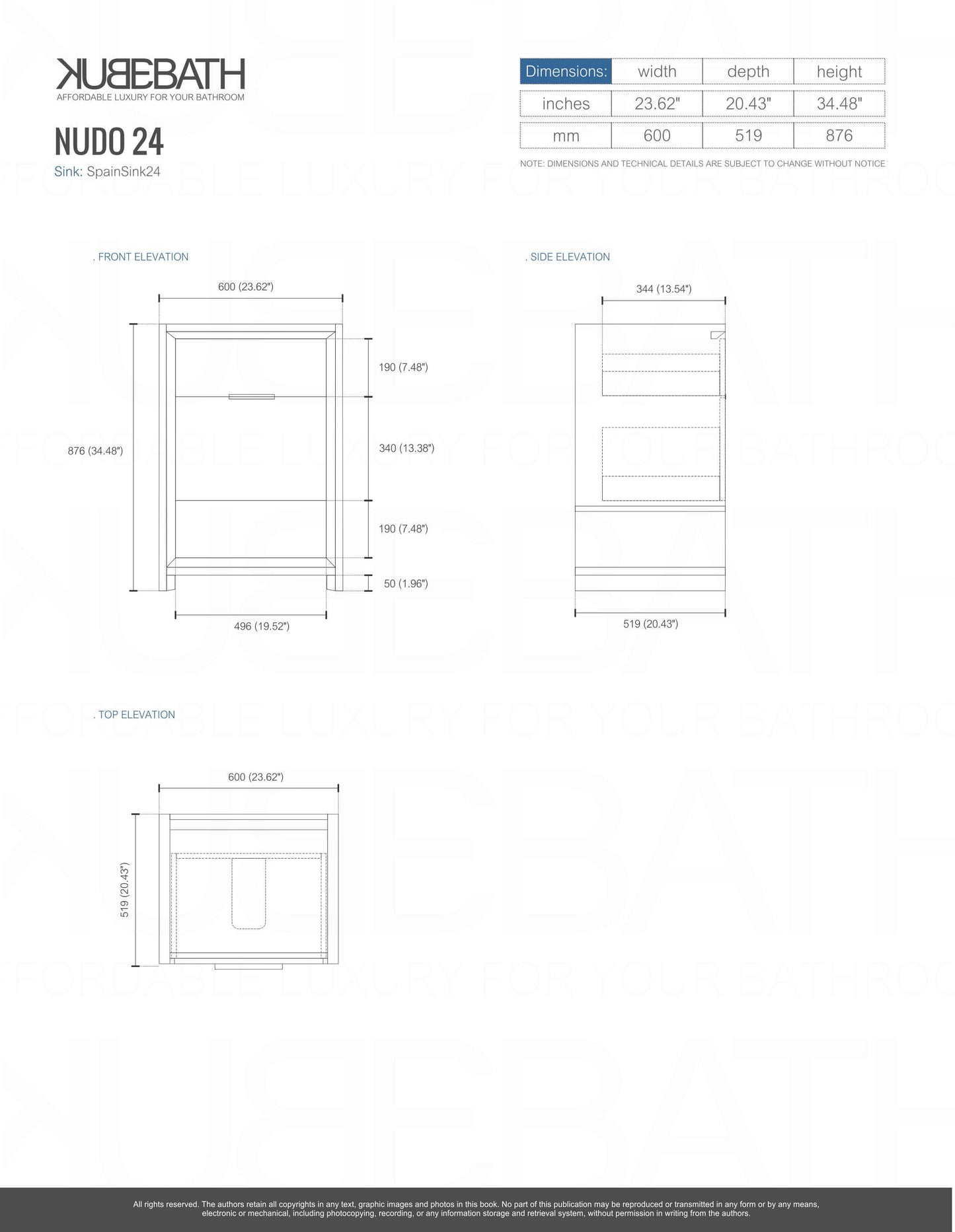 NUDO 24″ Modern bathroom Vanity in Teal Green Finish & White