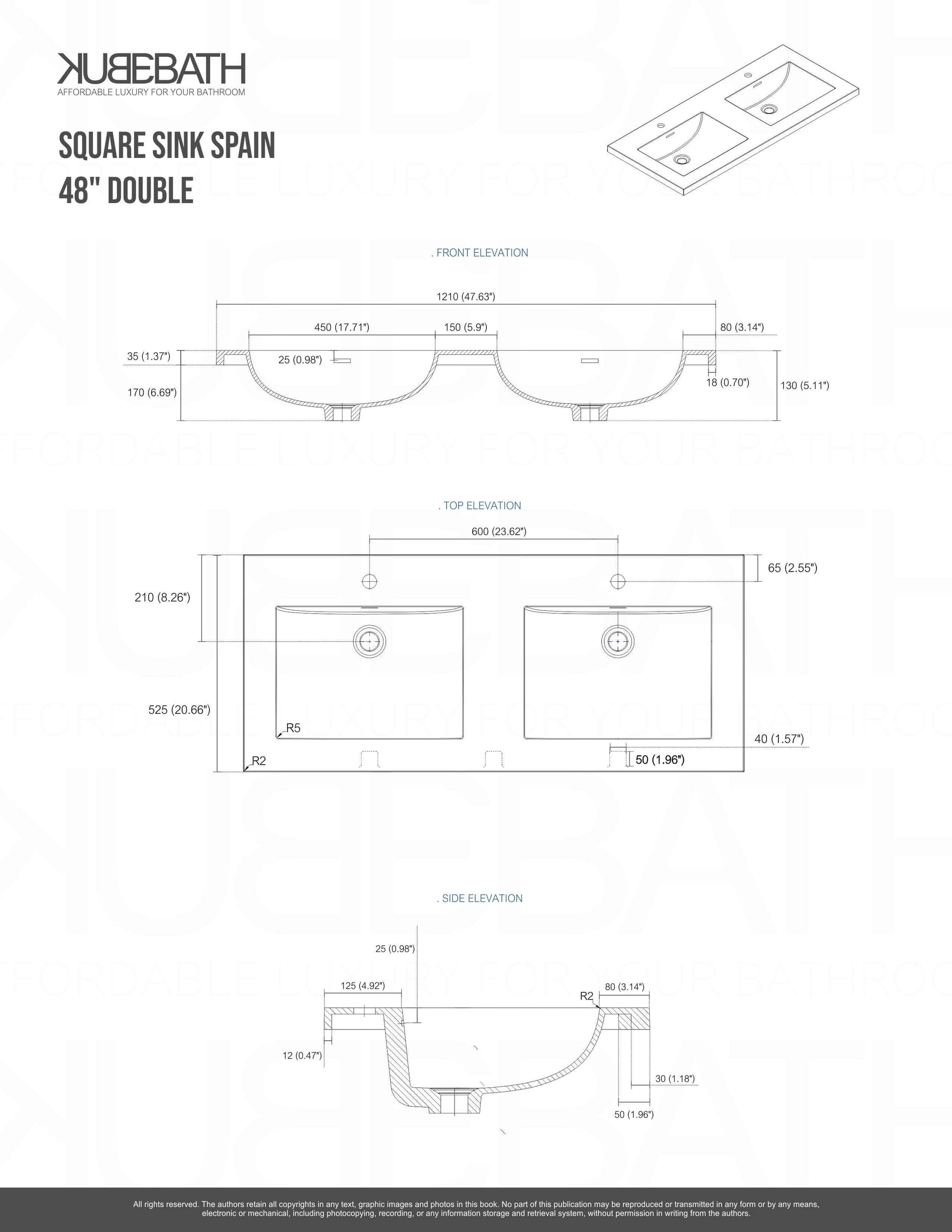 NUDO 48″ Double Sink Modern bathroom Vanity in Teal Green Finish & Gloss White Finish