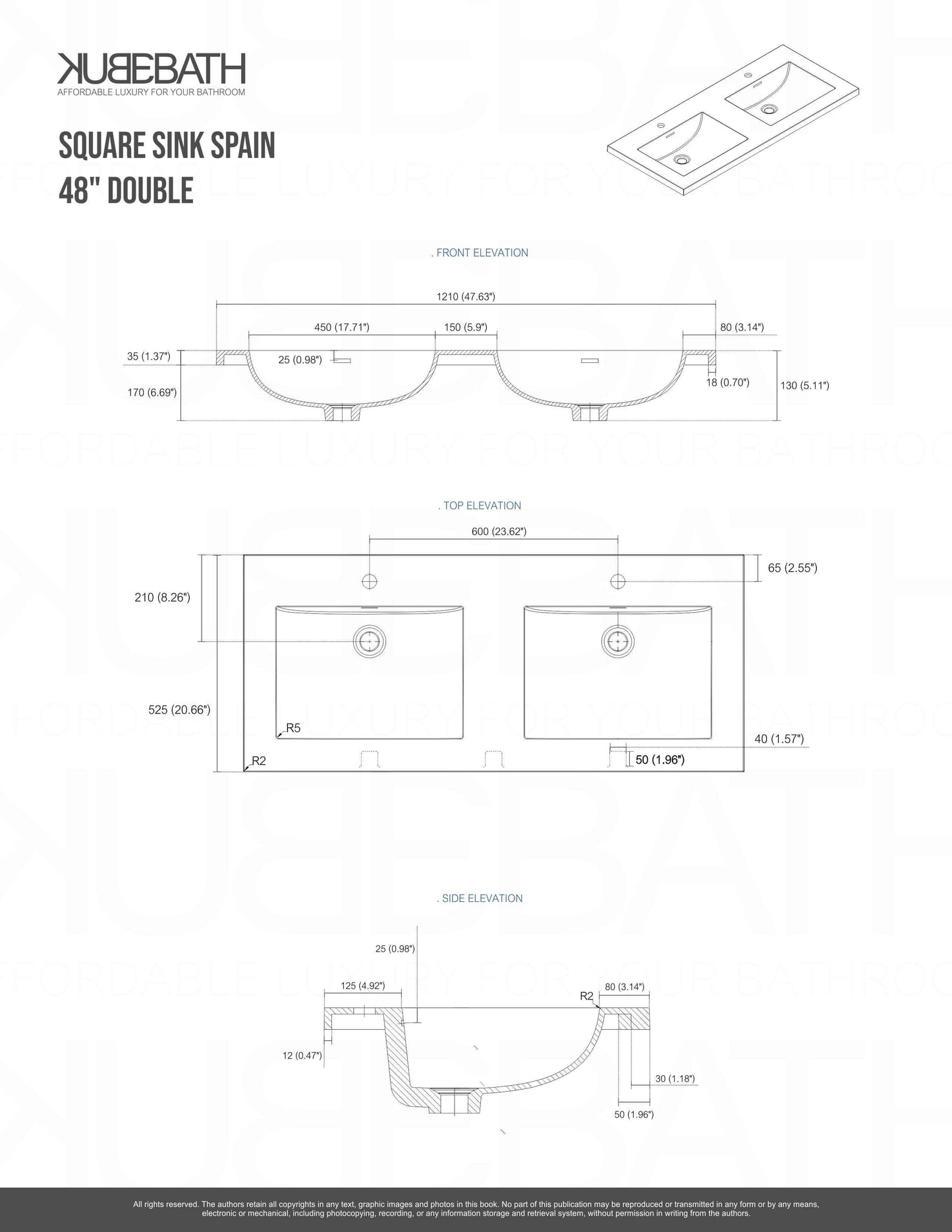 NUDO 48″ Double Sink Modern bathroom Vanity in Teal Green Finish & Gloss White Finish