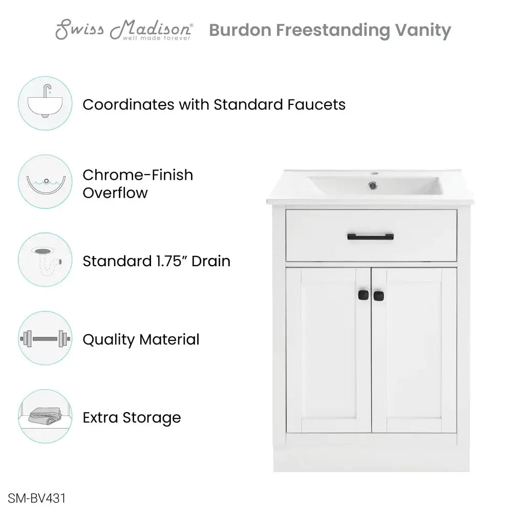 Burdon 24" Bathroom Vanity in White