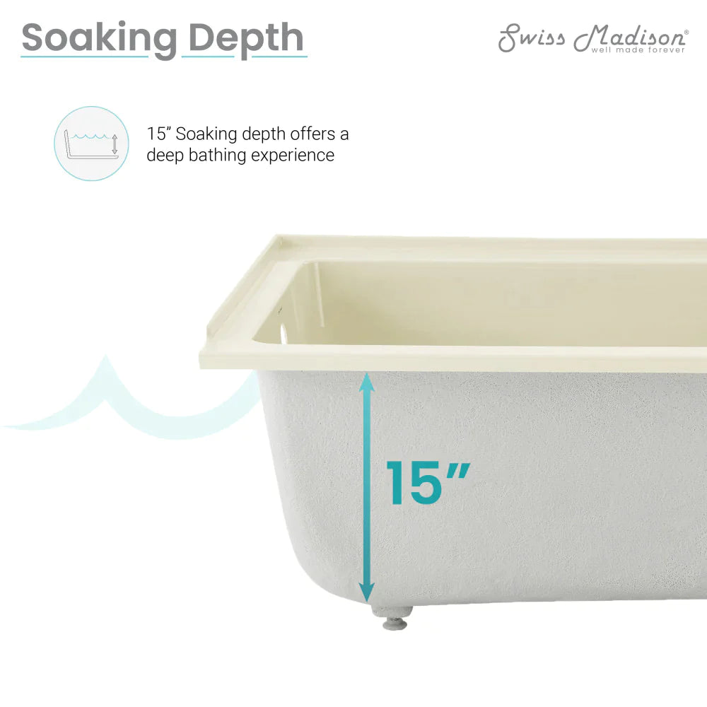 Voltaire 48" X 32" Right-Hand Drain Alcove Bathtub in Bisque