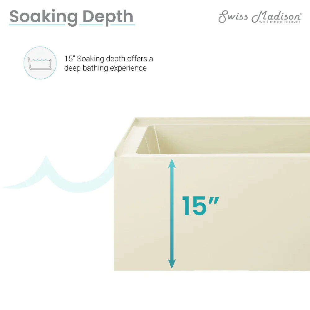 Voltaire 48" X 32" Left-Hand Drain Alcove Bathtub with Apron in Bisque