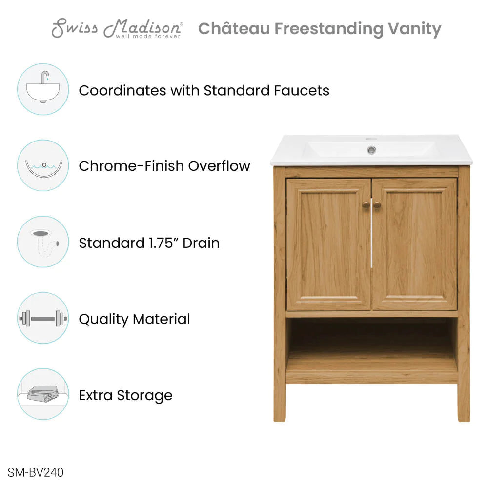 Château 24" Bathroom Vanity in Natural Oak
