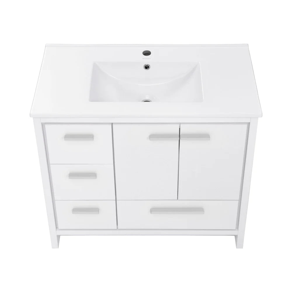 Virage 36 Freestanding, Bathroom Vanity in Glossy White