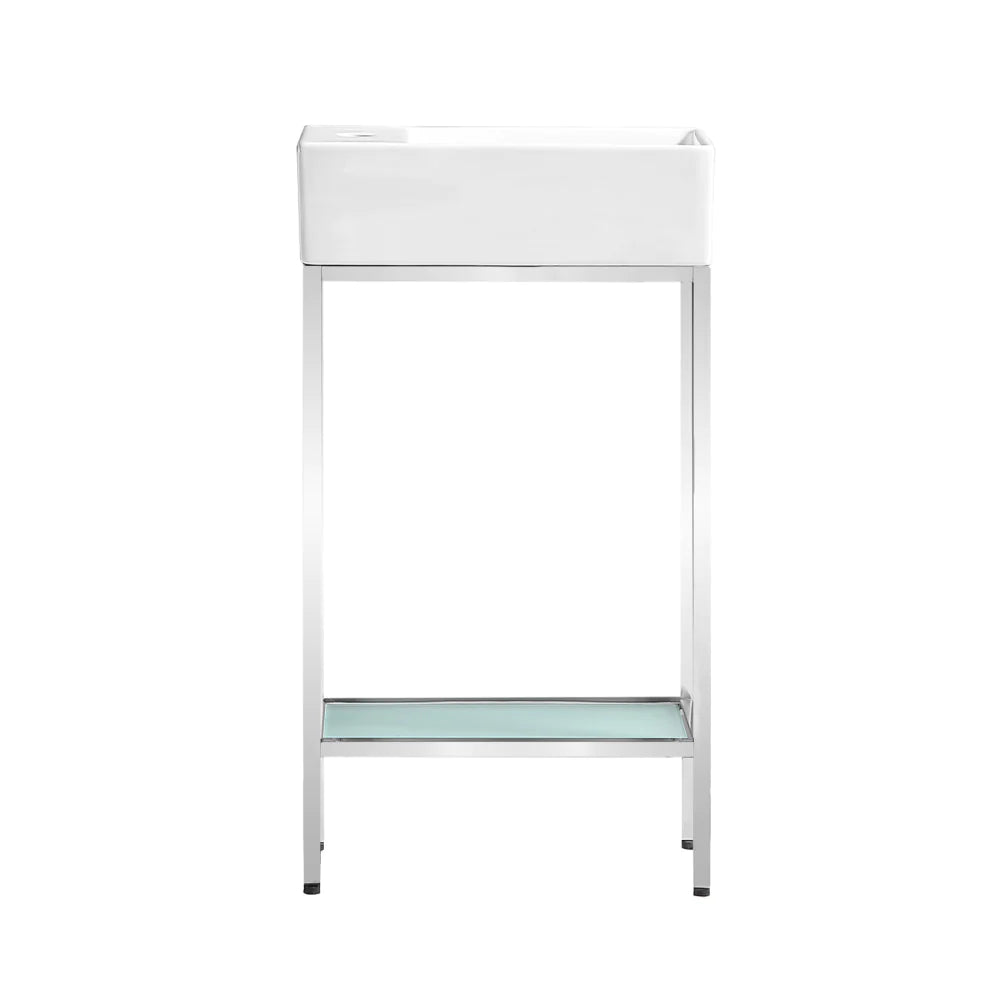 Pierre 19.5 Single, Freestanding, Open Shelf, Chrome Metal Frame Bathroom Vanity