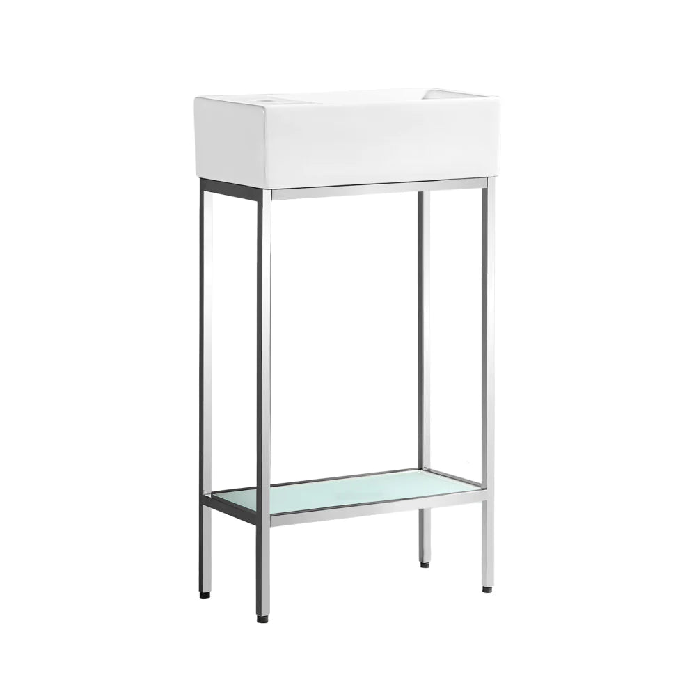 Pierre 19.5 Single, Freestanding, Open Shelf, Chrome Metal Frame Bathroom Vanity