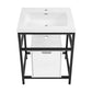 Ivy 24" Freestanding Bathroom Vanity in Glossy White with Matte Black Frame