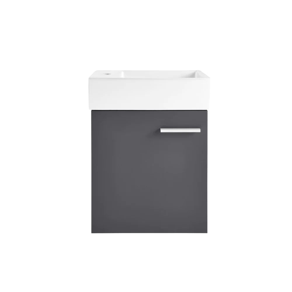 Colmer 18 Single, Brushed Grey, One Cabinet, Bathroom Vanity