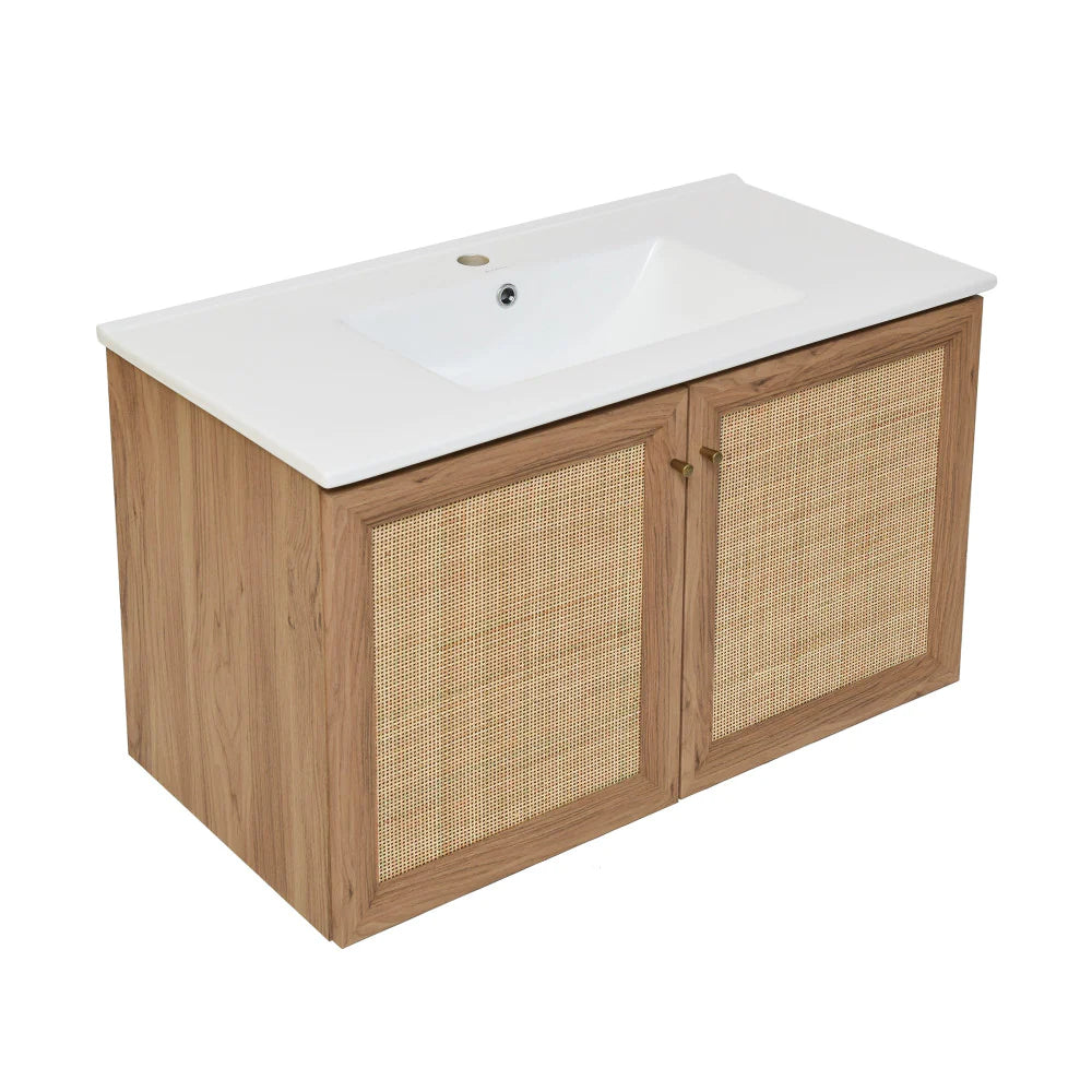 Classé 36" Wall-Mounted Bathroom Vanity in Oak