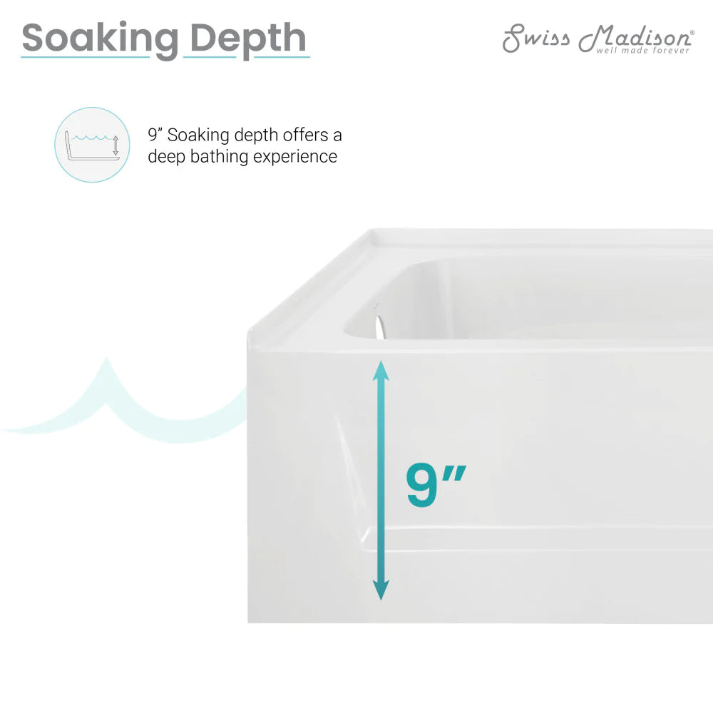 Virage 60" x 30" Left-Hand Drain Alcove Bathtub with Apron