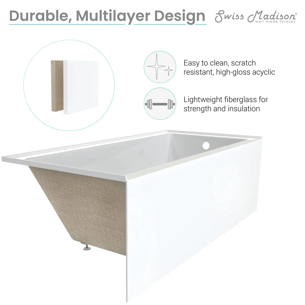 Voltaire 54" X 30" Right-Hand Drain Alcove Bathtub with Apron