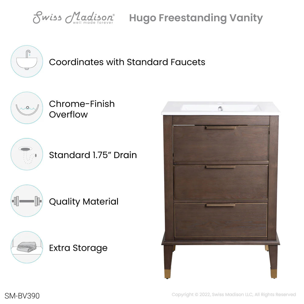 Hugo 24" Bathroom Vanity in Walnut
