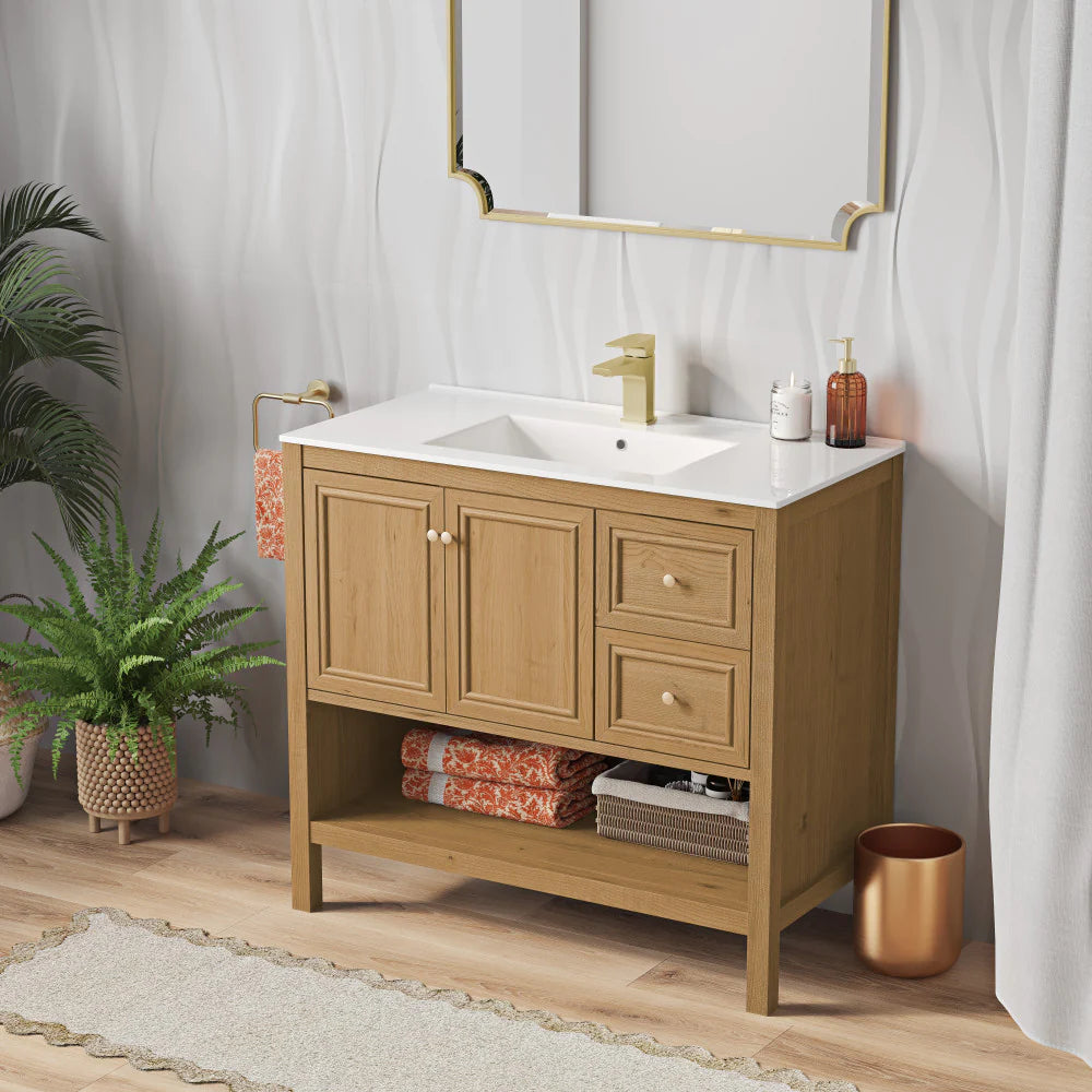 Château 36" Bathroom Vanity in Natural Oak