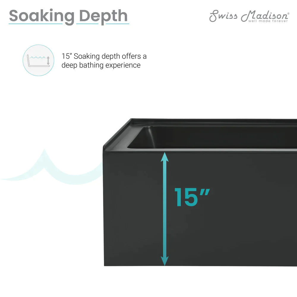 Voltaire 48" X 32" Left-Hand Drain Alcove Bathtub with Apron in Matte Black