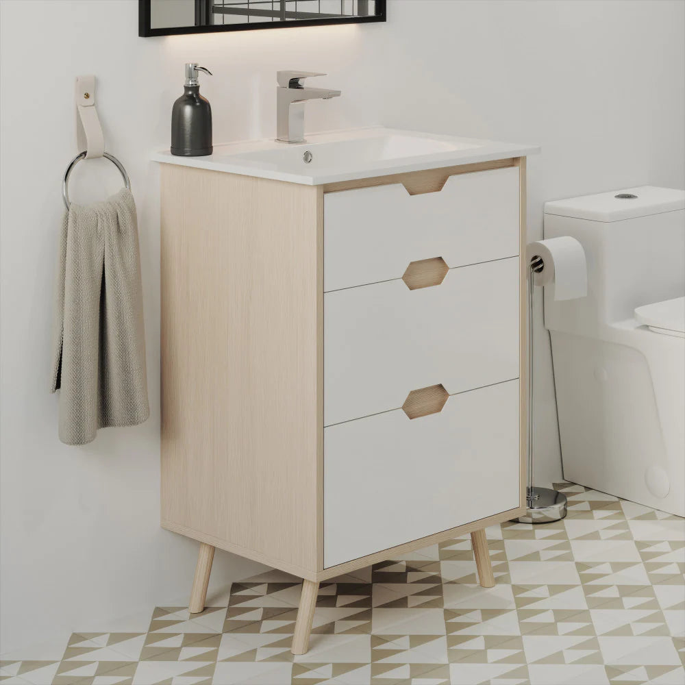 Brusque 24" Bathroom Vanity in White Oak