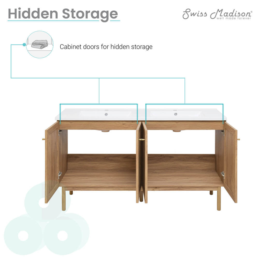 Classé 60" Bathroom Vanity in Oak