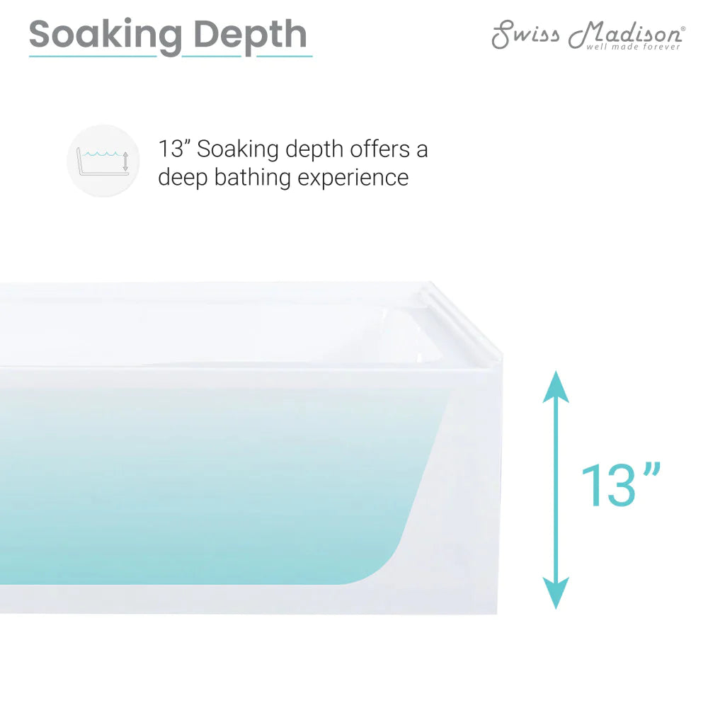 Voltaire 60" X 32" Right-Hand Drain Alcove Bathtub with Apron in Bisque