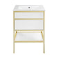 Cache 24" Freestanding, Bathroom Vanity in White and Gold