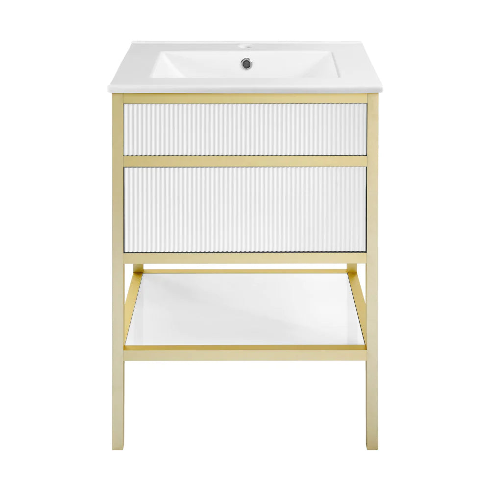 Cache 24" Freestanding, Bathroom Vanity in White and Gold
