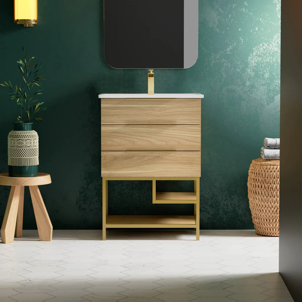 Carre 24" Bathroom Vanity in White Oak