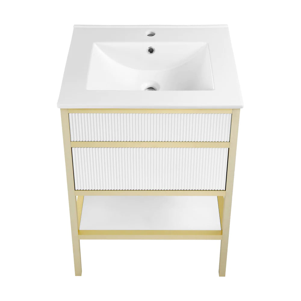Cache 24" Freestanding, Bathroom Vanity in White and Gold