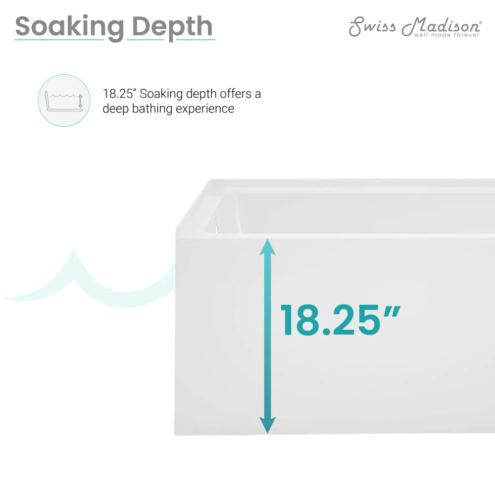 Voltaire 54" X 30" Left-Hand Drain Alcove Bathtub with Apron