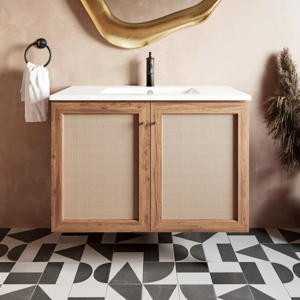 Classé 36" Wall-Mounted Bathroom Vanity in Oak