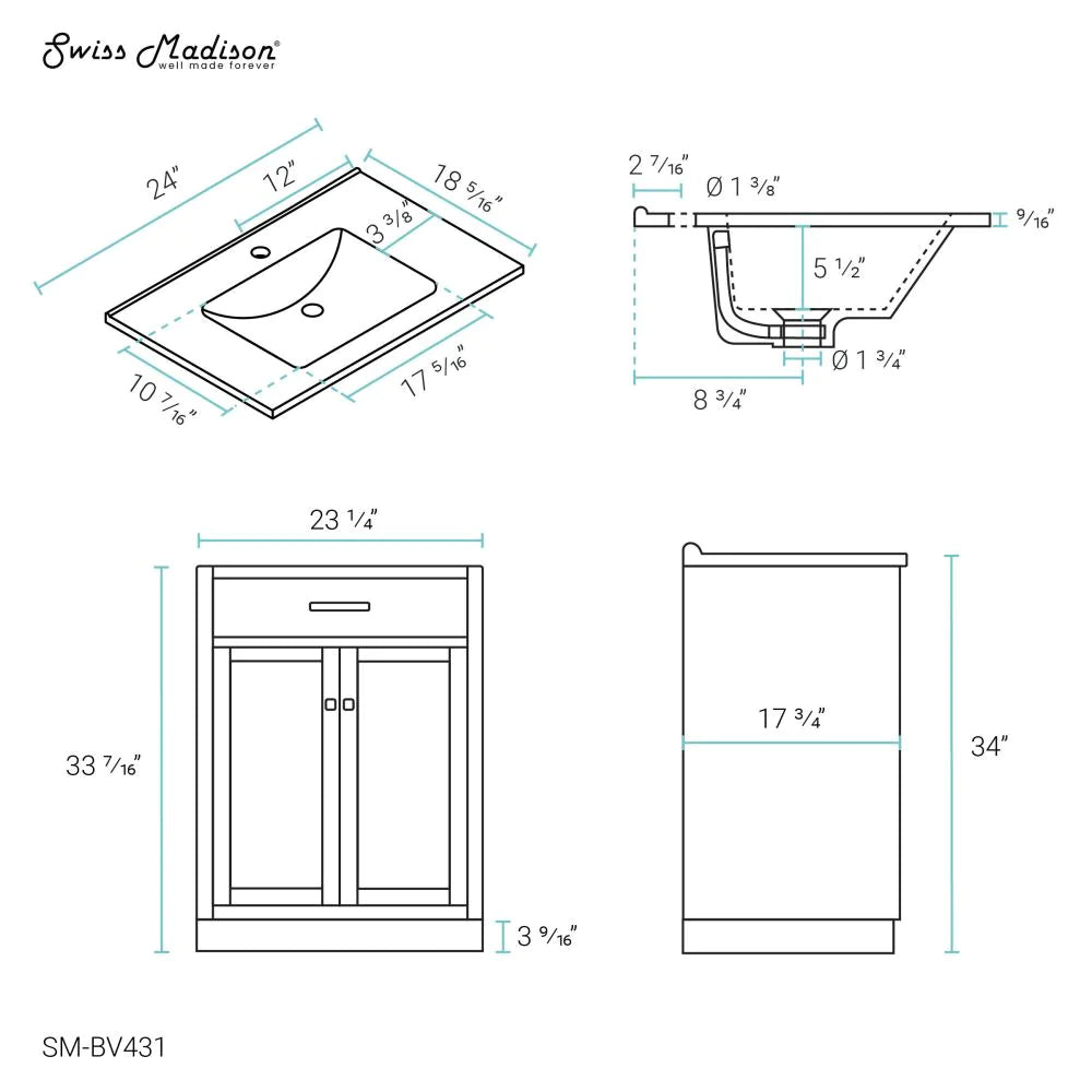 Burdon 24" Bathroom Vanity in White